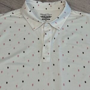 Straight Down Golf Polo Shirt Mens XL White Ice Cream Pattern AOP Silverleaf